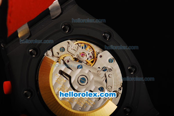 Audemars Piguet Royal Oak Offshore Swiss Valjoux 7750 Automatic Movement with Red Dial and White Numeral Markers-Run 12 Second - Click Image to Close